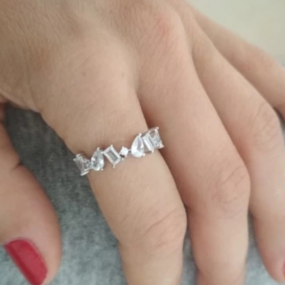 925 Sterling Silver Geometric Shapes Cubic Zirconi - Picture 6 of 9